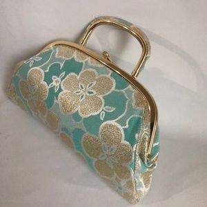Banana republic gold turquoise clutch new